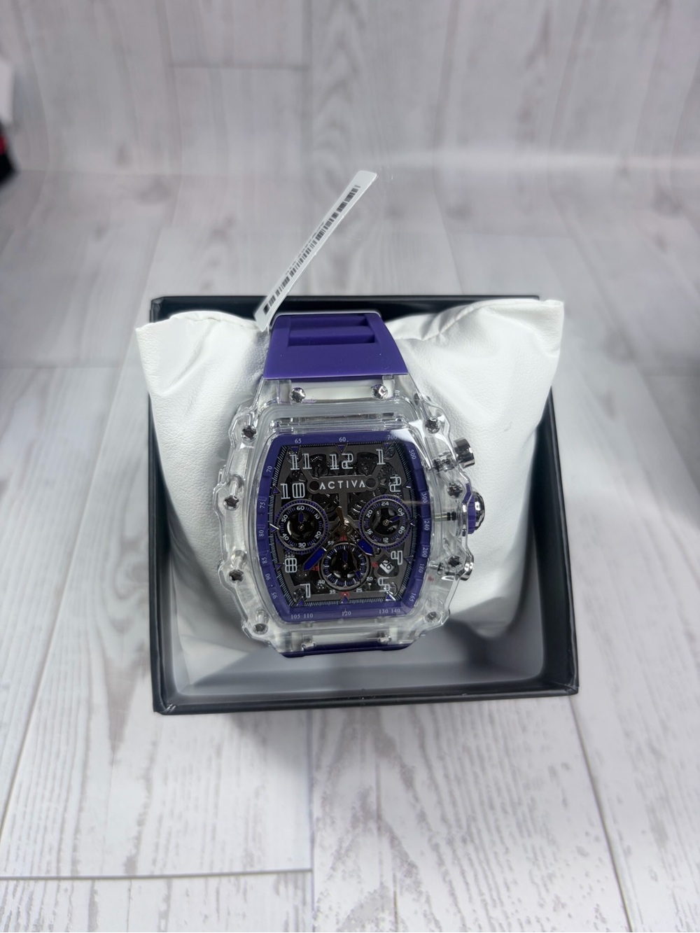 Activa Purple Strap Clear Case Chronograph Watch